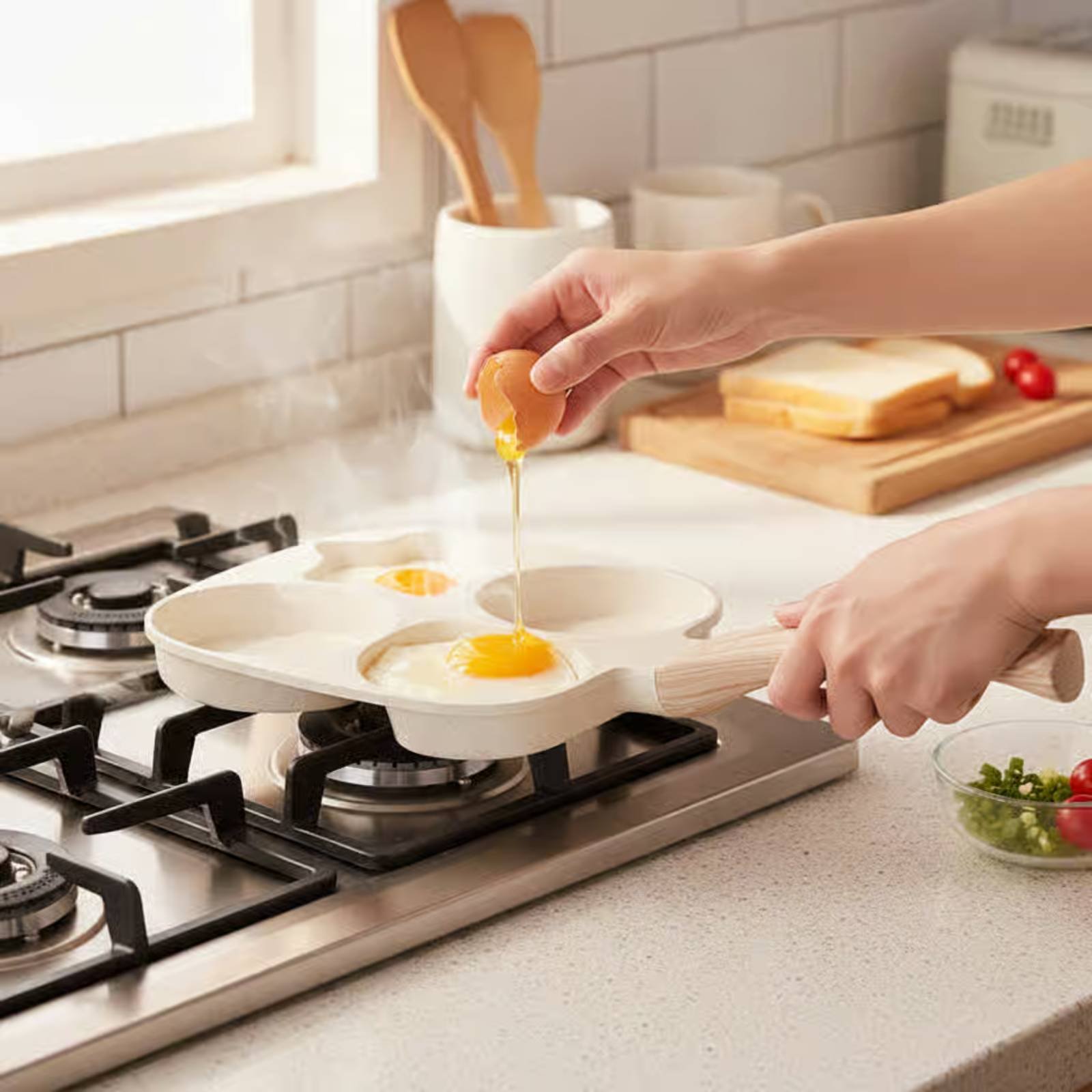 Induction Cooker - Sartén Antiadherente para Desayuno, Sartén Dividida