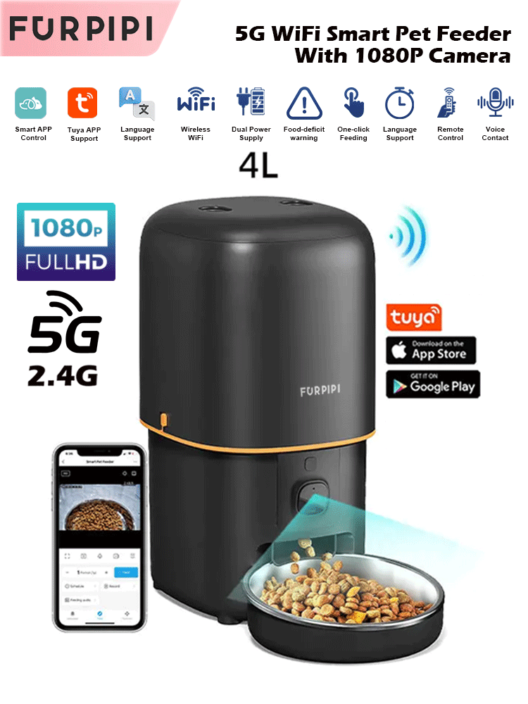 Kitchen Appliances Video - Comedero automático para gatos con cámara,
